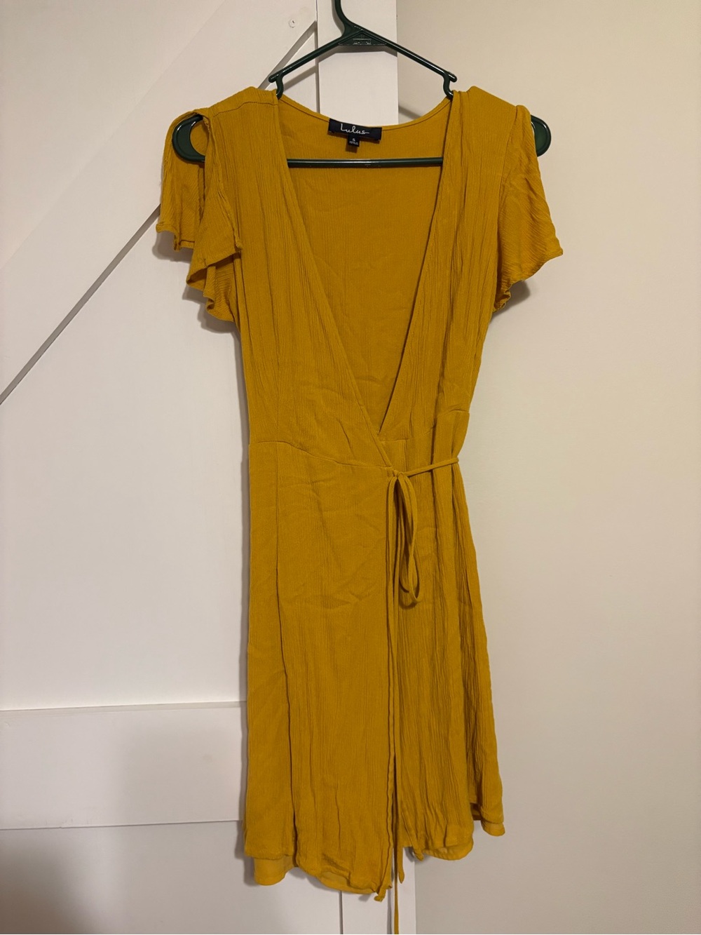Mustard Yellow Wrap Mini Dress